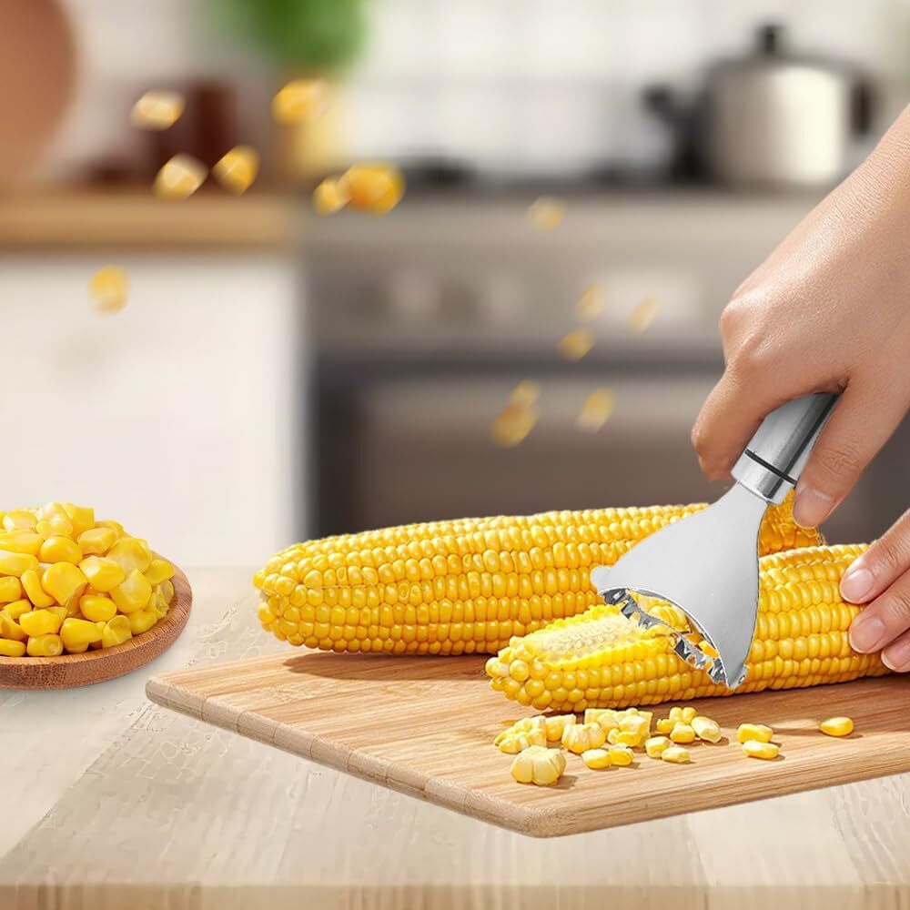 2x Stainless Steel Corn Cob Peeler Stripper Remover Kitchen Cutter Thresher Tool